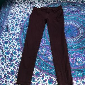Burgundy stretch skinny jeans
